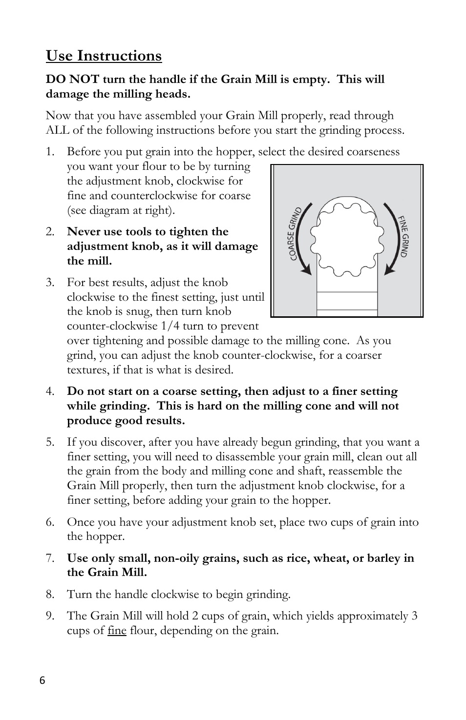 Use instructions | Victorio VKP1012 Grain Mill User Manual | Page 8 / 12