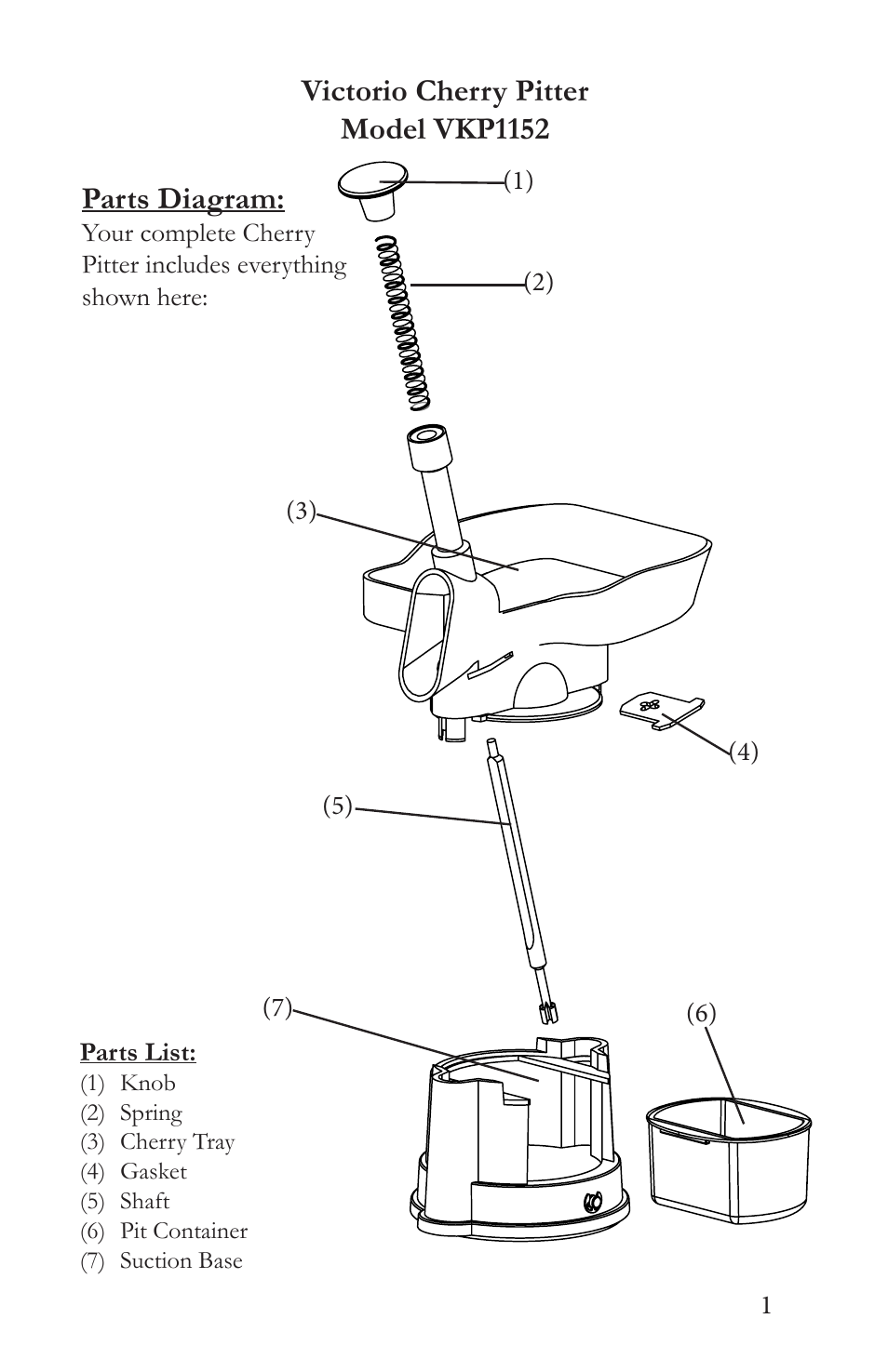 Victorio cherry pitter model vkp1152 parts diagram | Victorio VKP1152 Cherry Stoner User Manual | Page 3 / 8