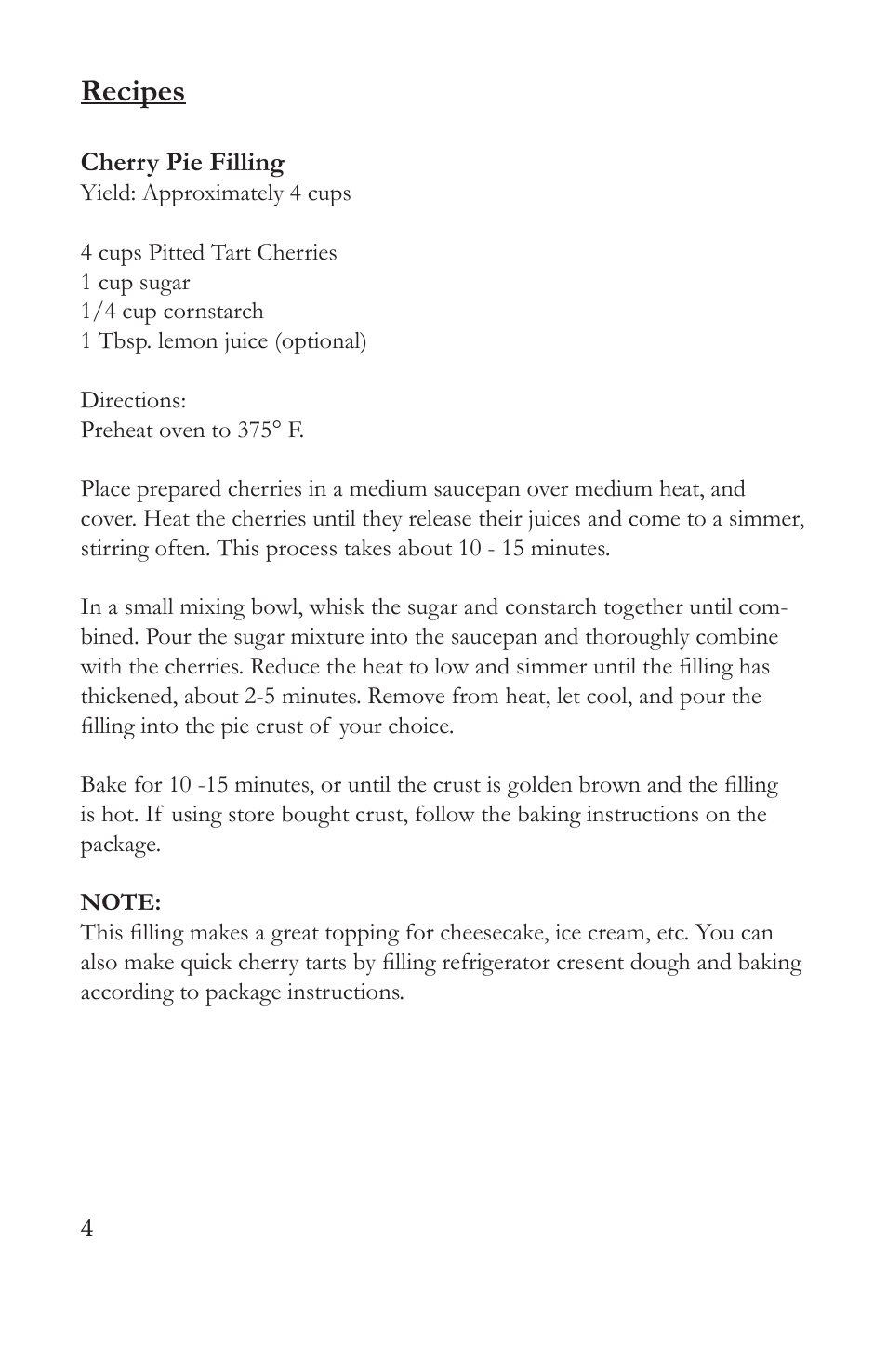 Recipes | Victorio VKP1152 Cherry Stoner User Manual | Page 6 / 8