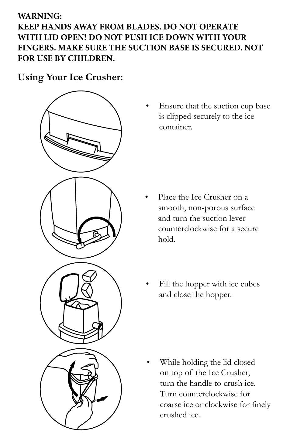 Using your ice crusher | Victorio VKP1126 Ice Crusher User Manual | Page 3 / 4
