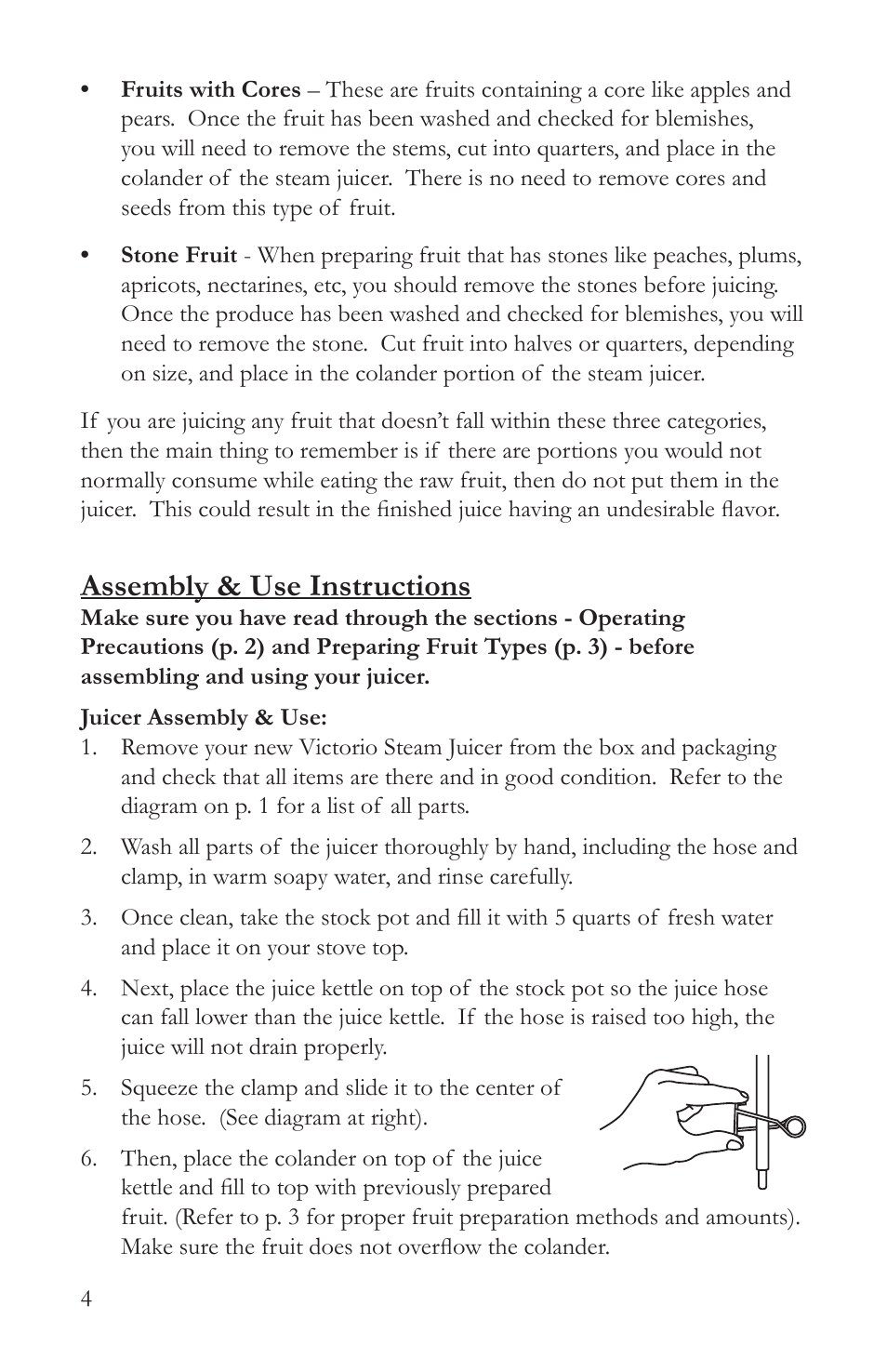 Assembly & use instructions | Victorio VKP1140 Stainless Steel Steam Juicer User Manual | Page 6 / 16