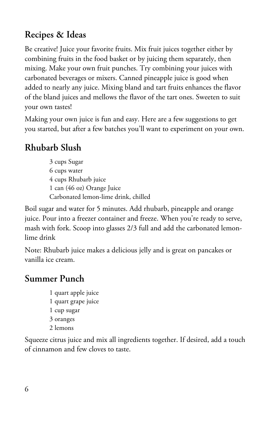 Recipes & ideas, Rhubarb slush, Summer punch | Victorio VKP1148 Aluminum Steam Juicer (Glass Lid) User Manual | Page 8 / 16