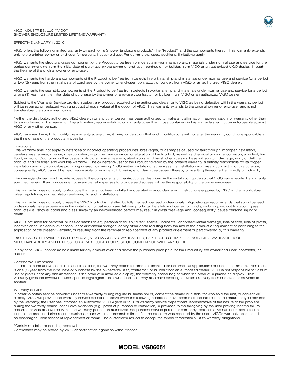 Vigo VG06051 User Manual | Page 18 / 18
