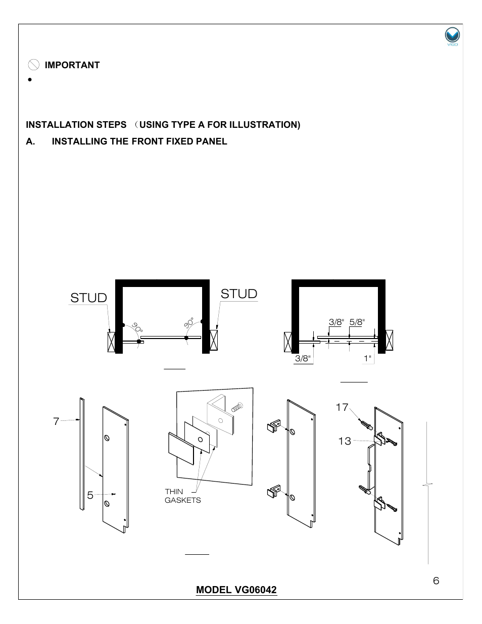 Stud | Vigo VG06042A User Manual | Page 6 / 11
