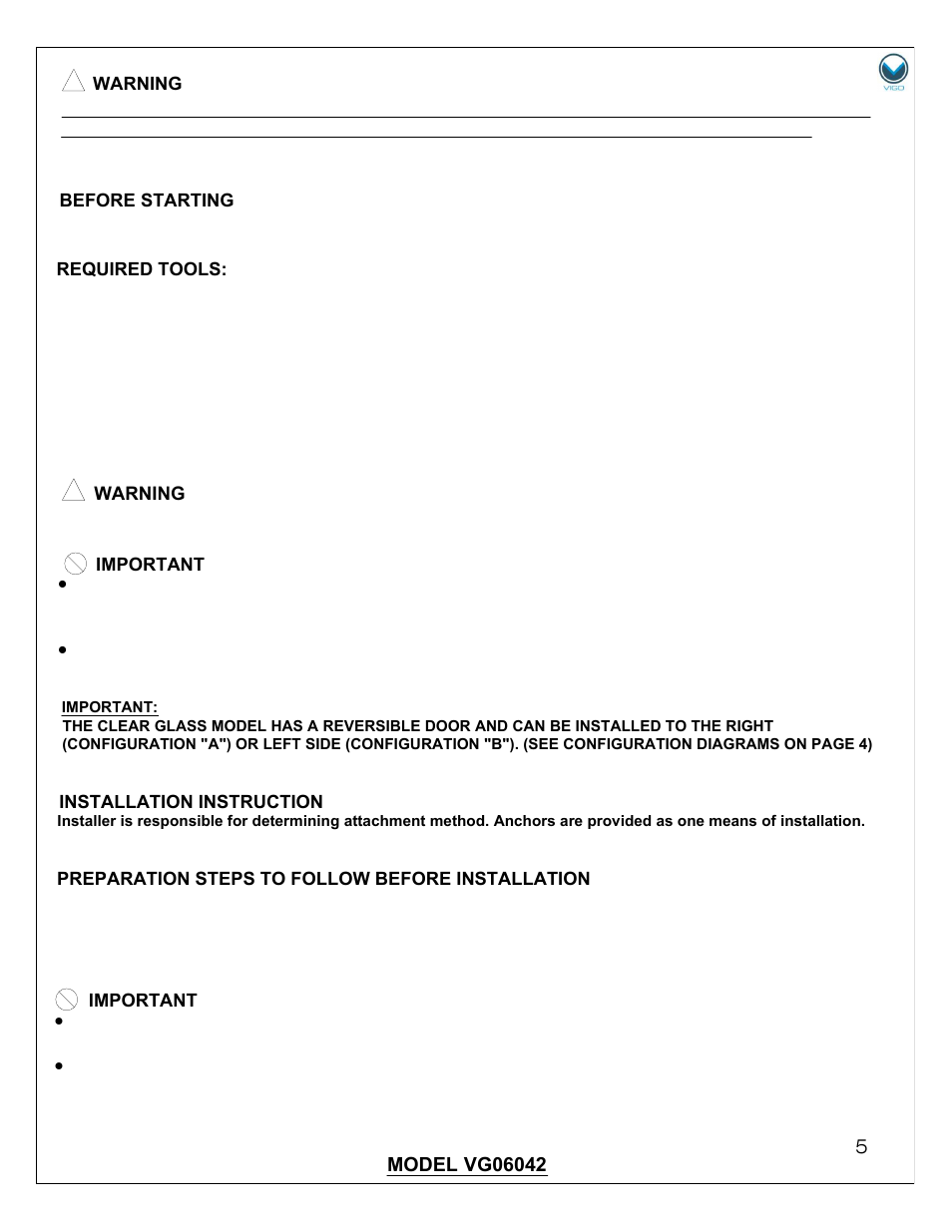 Vigo VG06042B User Manual | Page 5 / 12