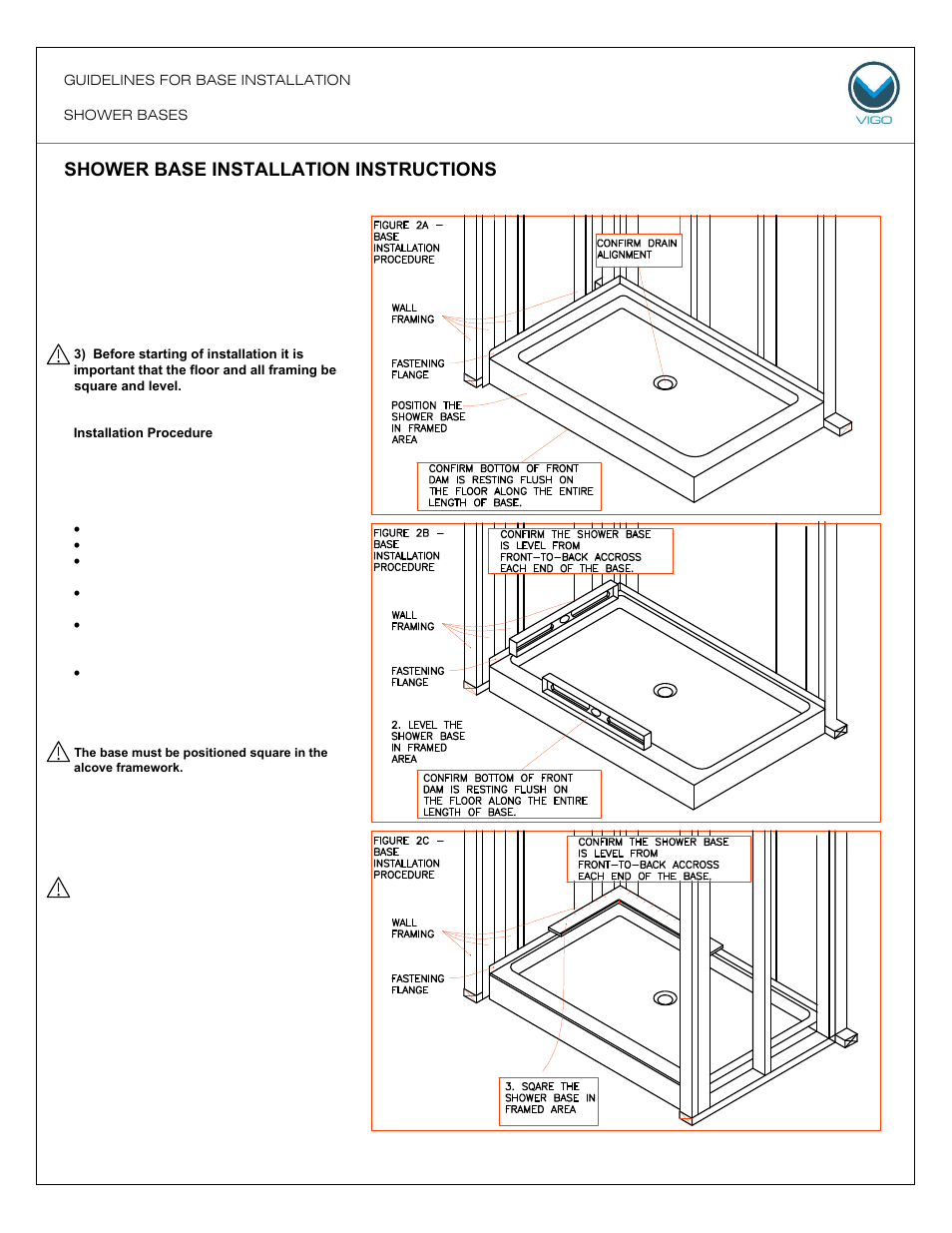 11 shower base installation instructions | Vigo VG06049 User Manual | Page 11 / 14