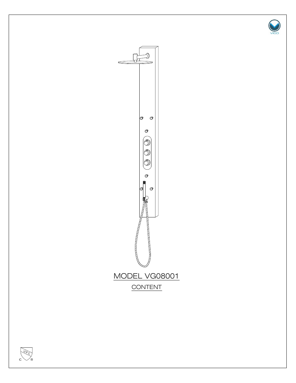 Vigo VG08001 User Manual | 9 pages