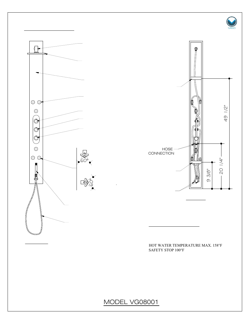 Technical data | Vigo VG08001 User Manual | Page 4 / 9