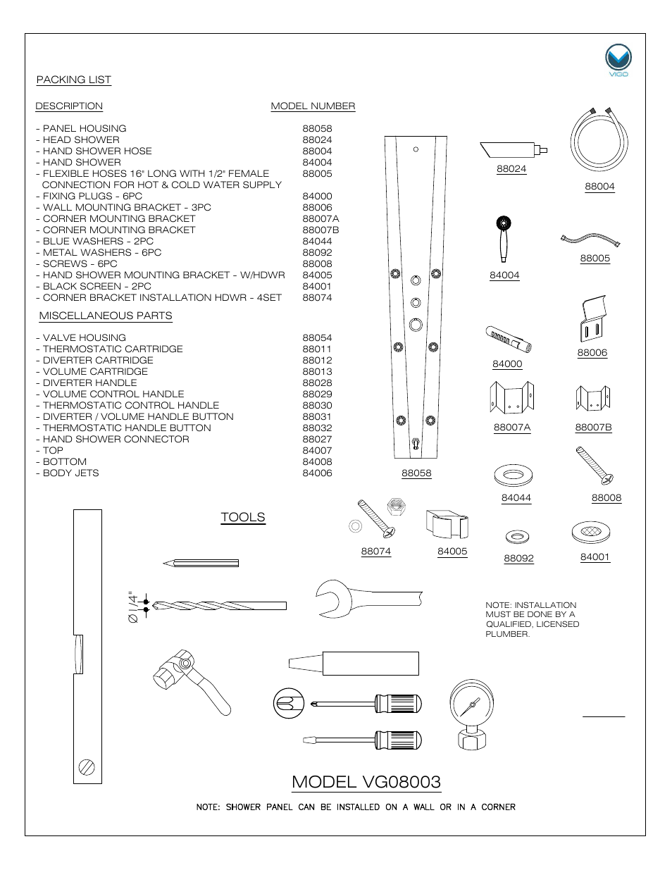 Tools | Vigo VG08003 User Manual | Page 2 / 10