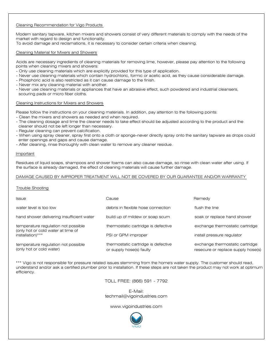 Vigo VG08005 User Manual | Page 8 / 9
