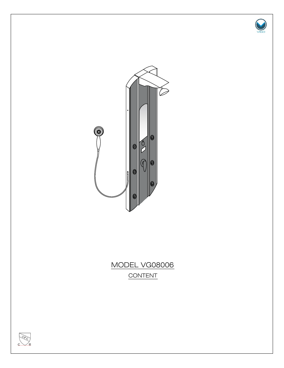 Vigo VG08006 User Manual | 8 pages