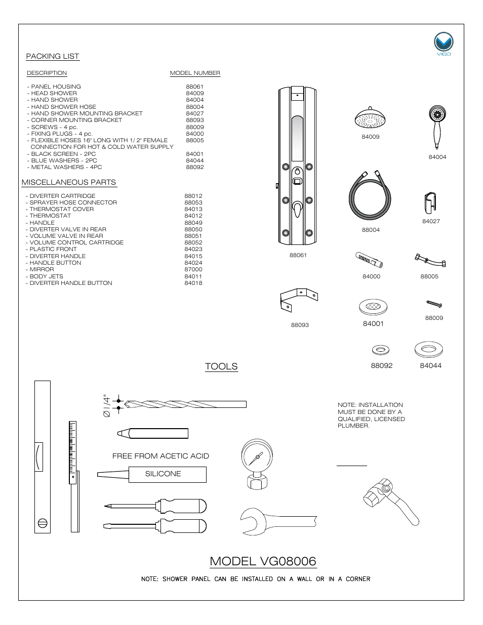 Tools | Vigo VG08006 User Manual | Page 2 / 8