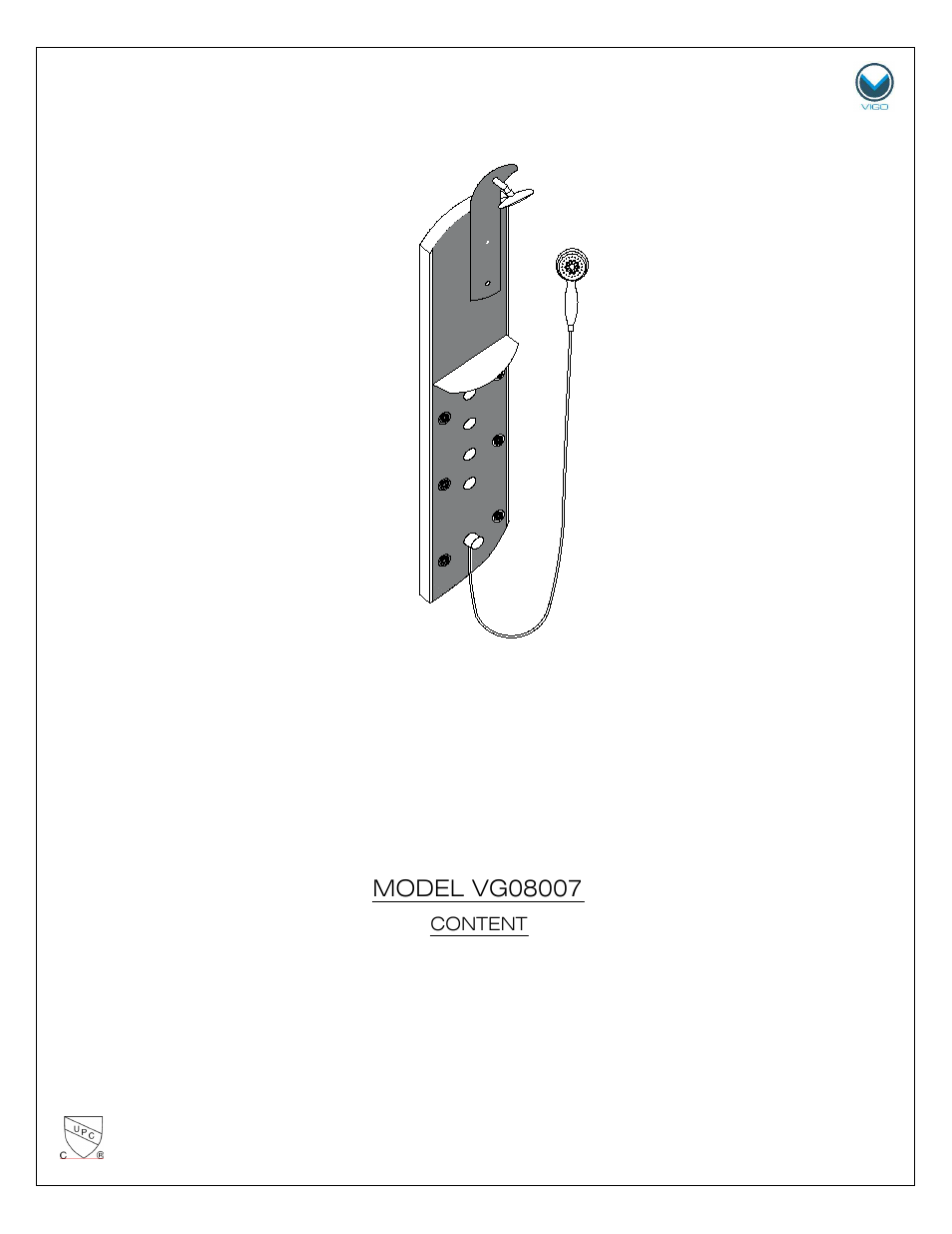 Vigo VG08007 User Manual | 10 pages