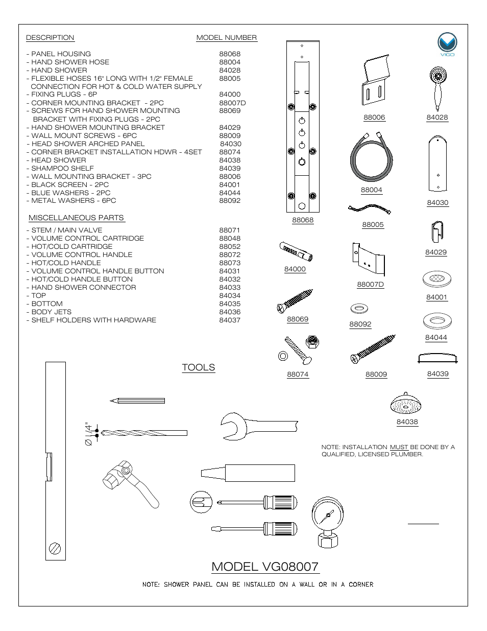 Tools | Vigo VG08007 User Manual | Page 2 / 10