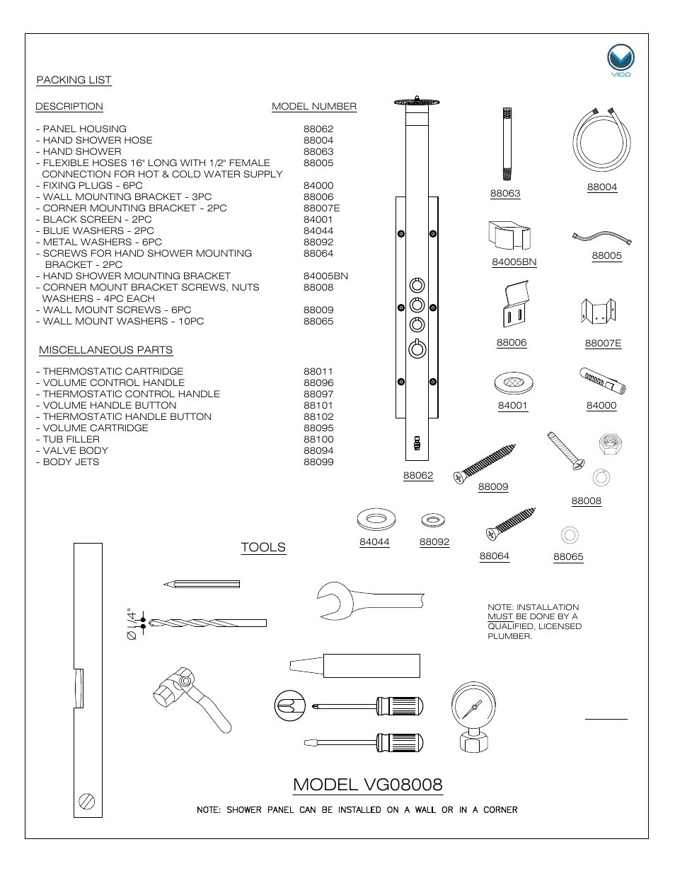 Tools | Vigo VG08008 User Manual | Page 2 / 9