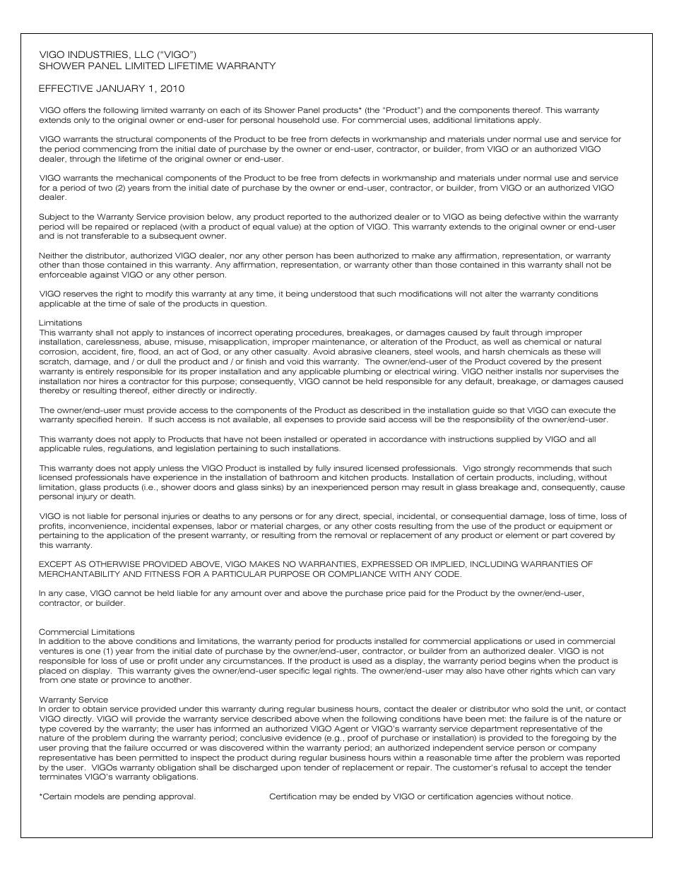 Vigo VG08010 User Manual | Page 10 / 10