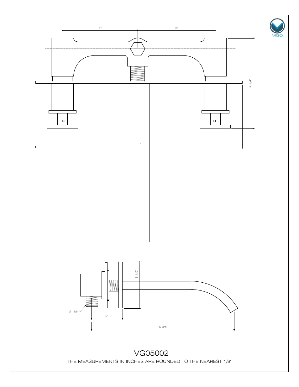 Side view, Top view | Vigo VG05002 User Manual | Page 2 / 5