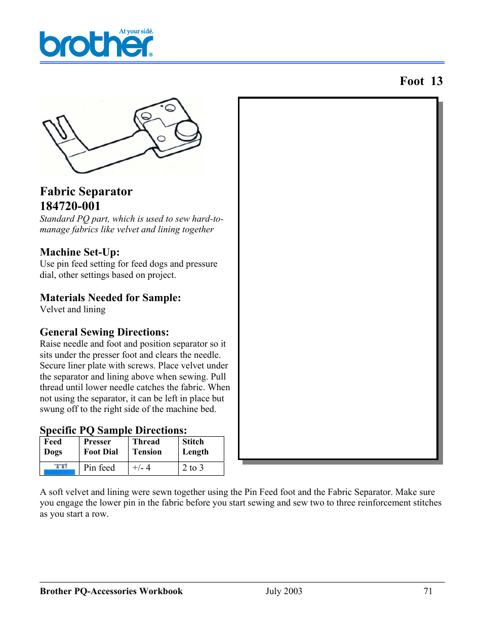 Foot 13 | Brother 1300 User Manual | Page 15 / 20