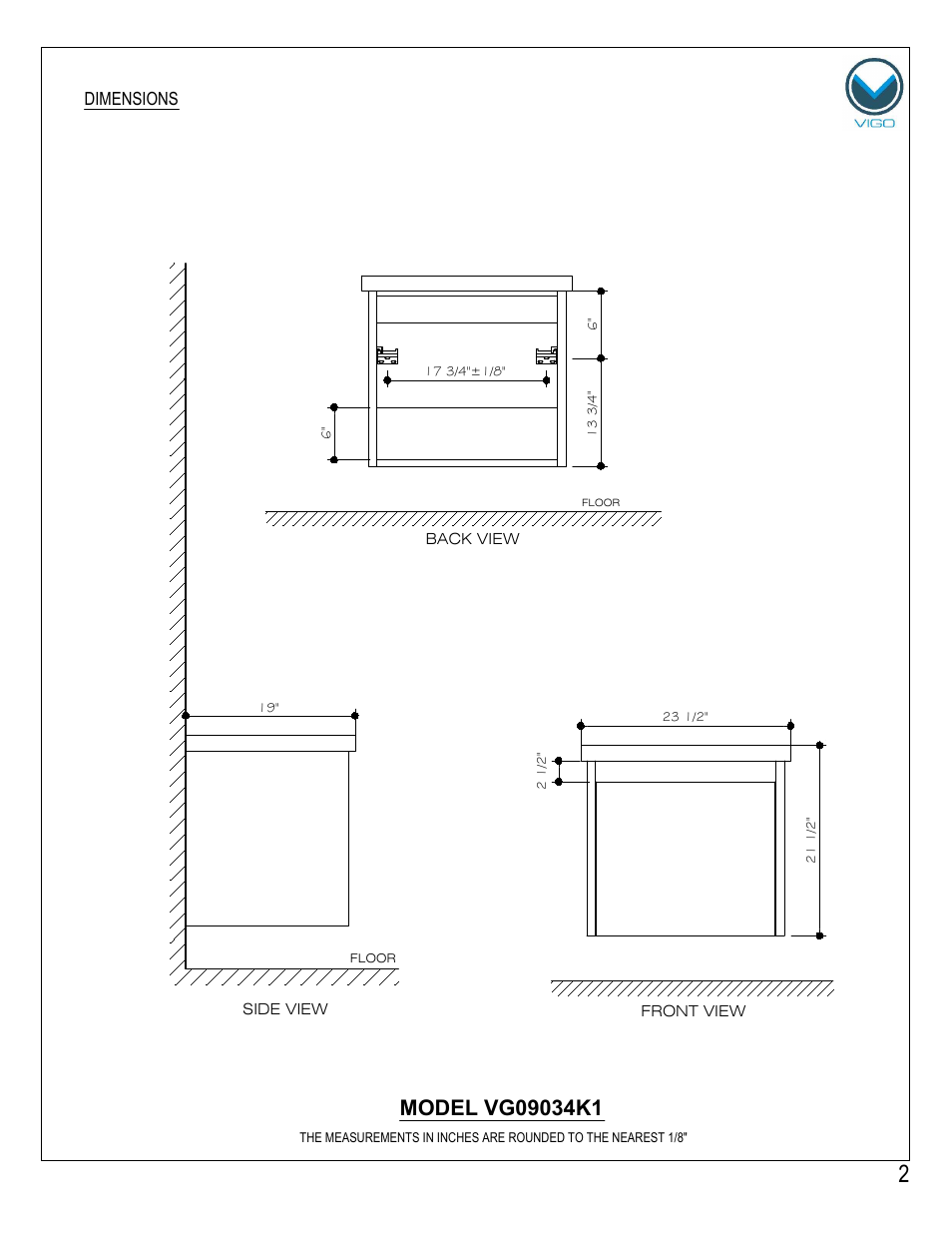 Vigo VG09034K1 User Manual | Page 2 / 7
