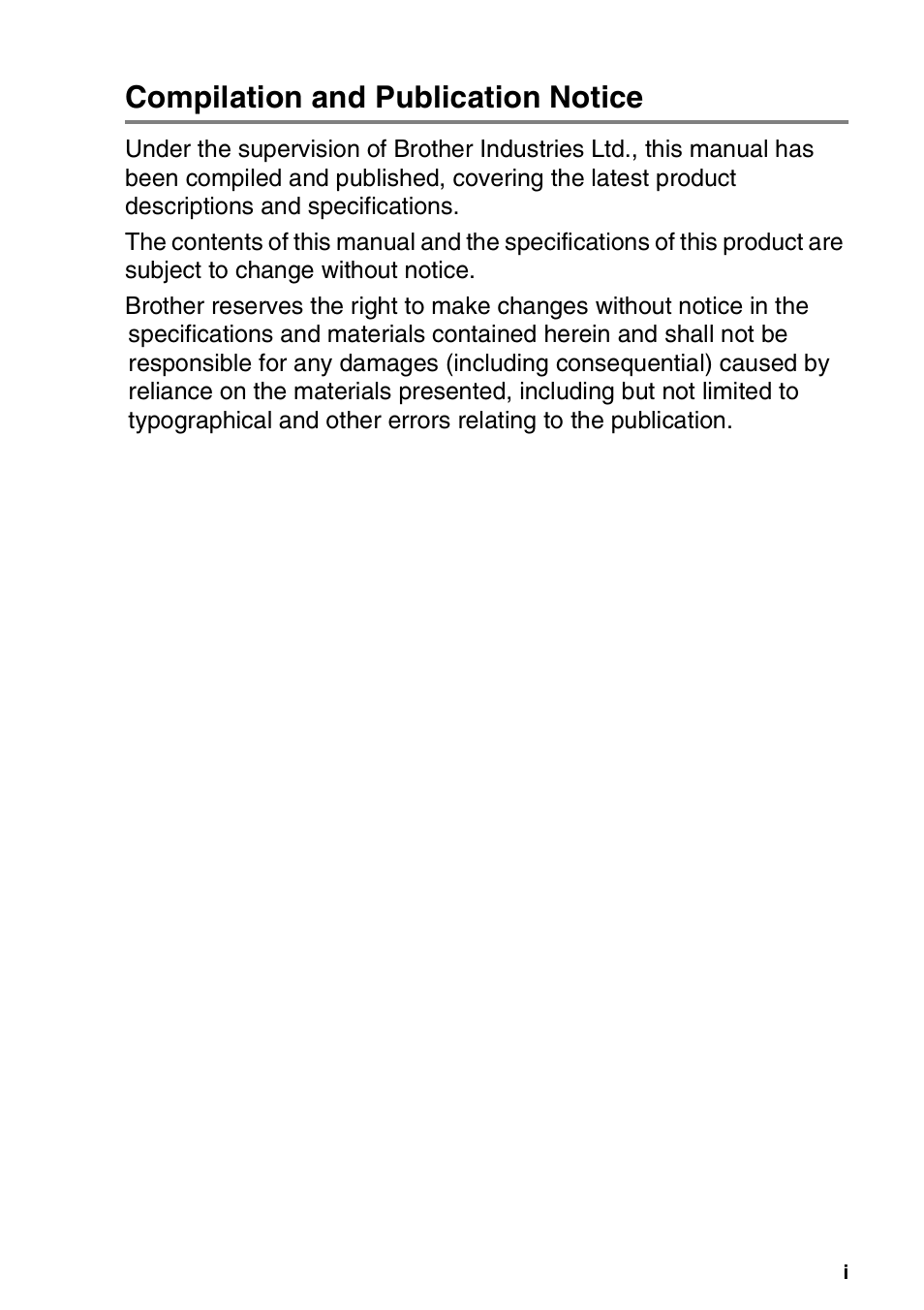 Compilation and publication notice | Brother DCP-310CN User Manual | Page 3 / 100