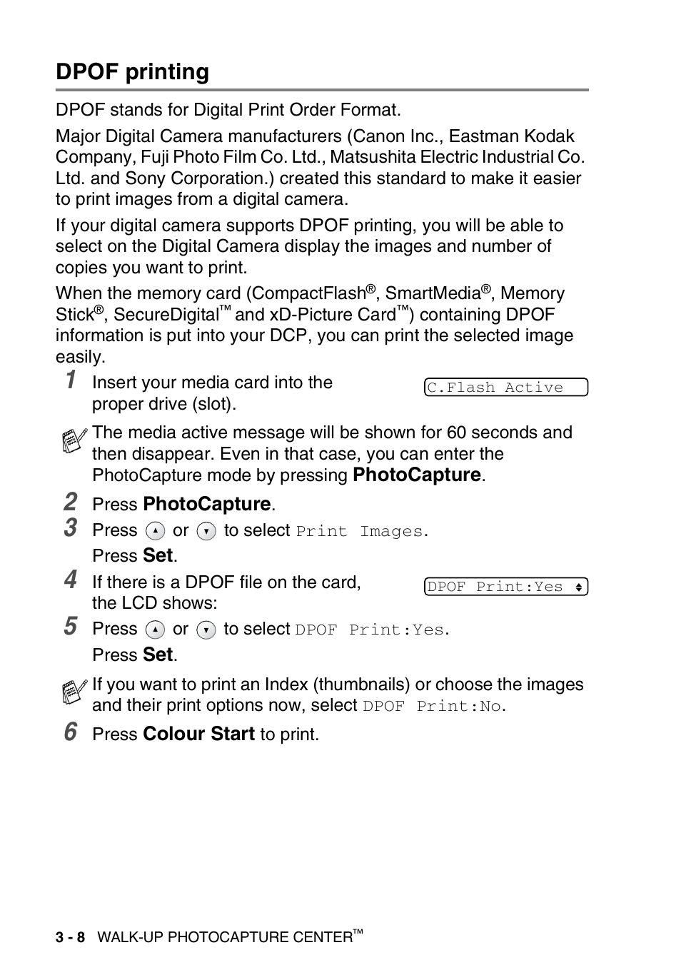 Dpof printing, Dpof printing -8 | Brother DCP-310CN User Manual | Page 47 / 100