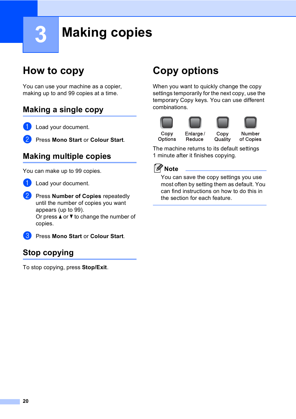 3 making copies, How to copy, Making a single copy | Making multiple copies, Stop copying, Copy options, Making copies | Brother DCP-157C User Manual | Page 28 / 99