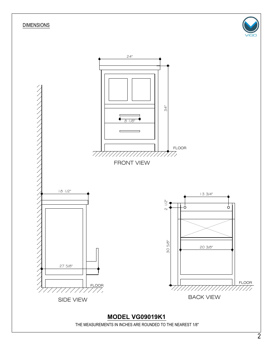 Vigo VG09019K1 User Manual | Page 2 / 7