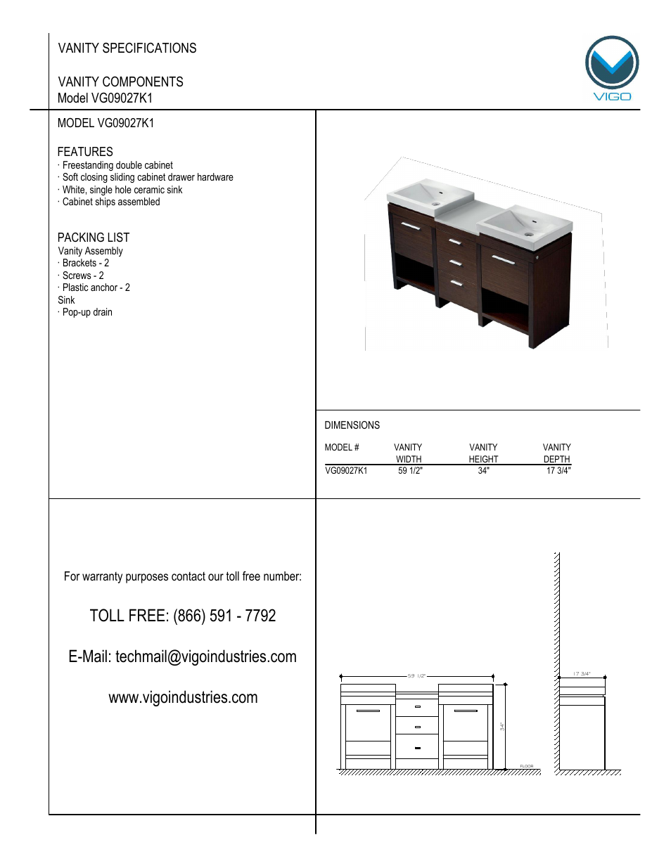 Vigo VG09027K1 User Manual | 7 pages