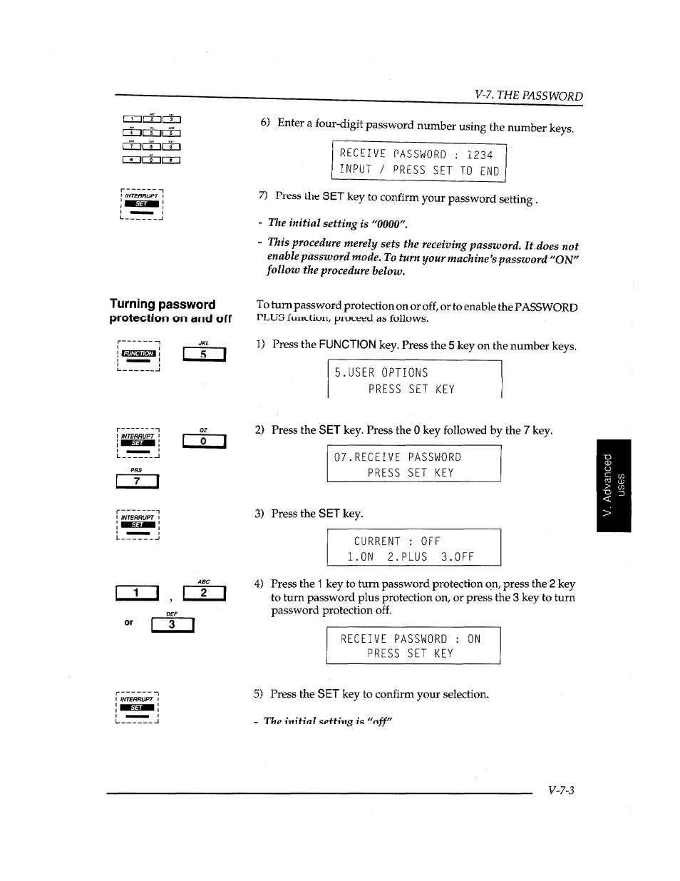 Turning password protection on and off, Ebzazbsii | Brother INSTAFAX FAX2100M User Manual | Page 111 / 172