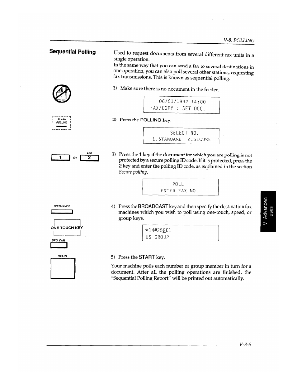 Select no, Poll, Enter fax no | 14#25g01 us group | Brother INSTAFAX FAX2100M User Manual | Page 117 / 172