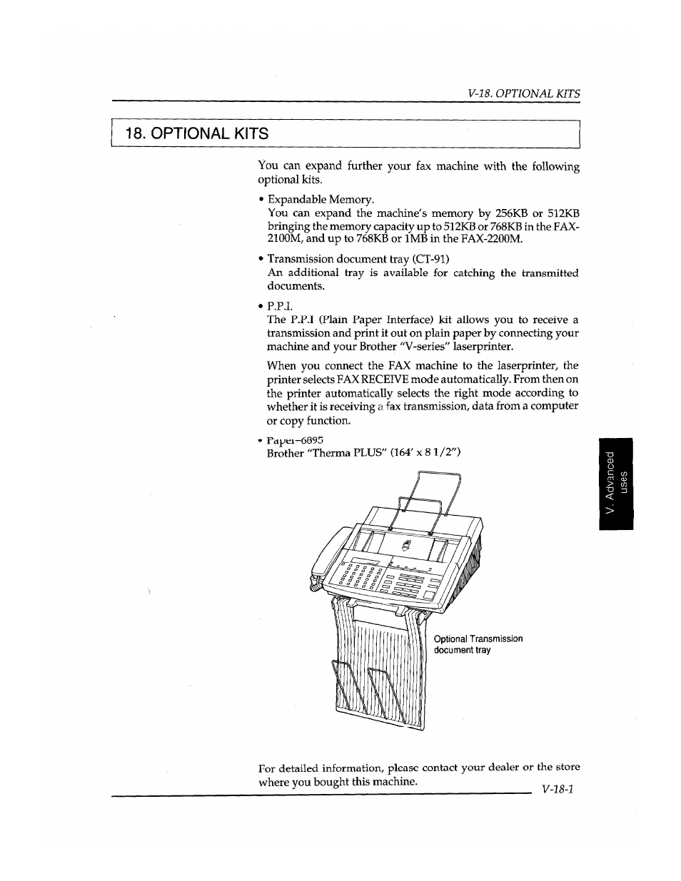 Optional kits | Brother INSTAFAX FAX2100M User Manual | Page 149 / 172