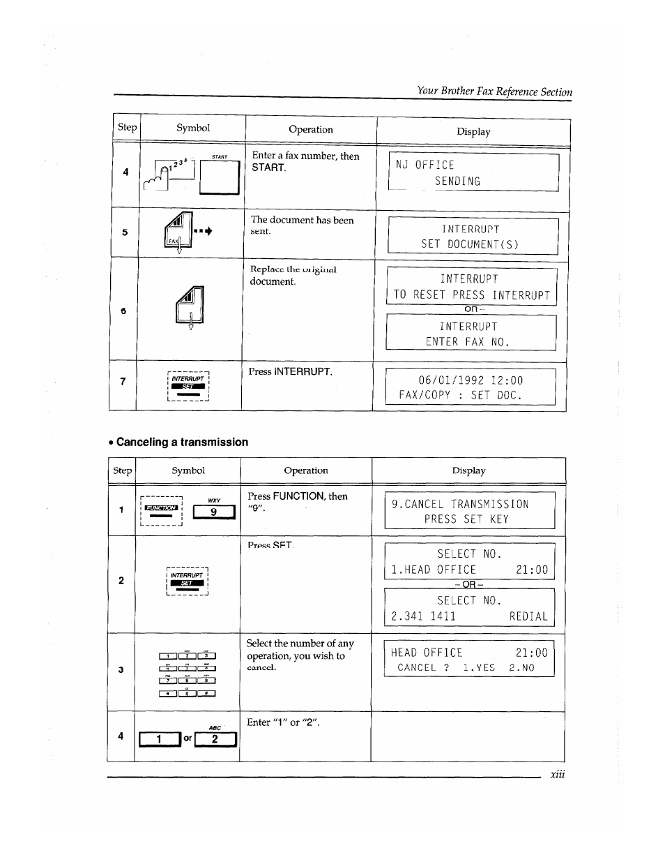 Canceling a transmission | Brother INSTAFAX FAX2100M User Manual | Page 15 / 172