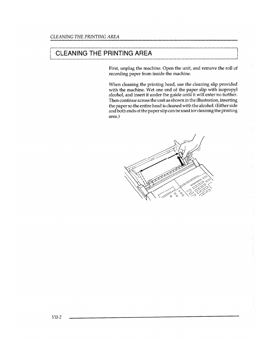 Cleaning the printing area | Brother INSTAFAX FAX2100M User Manual | Page 166 / 172
