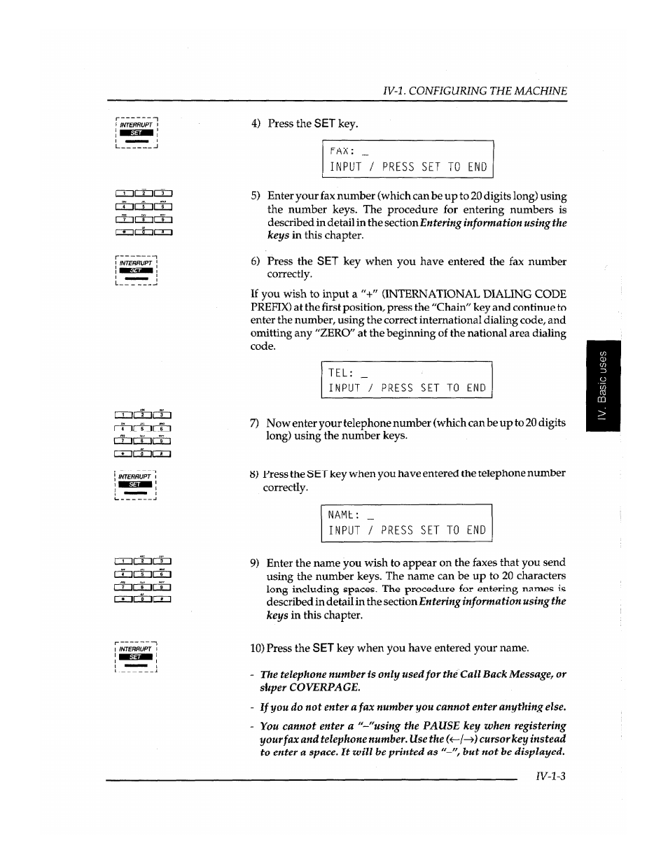 Fax: ii^put / press set to end, Tel: input / press set to end, Name; input / press set to end rxir~5~ii:xj | Brother INSTAFAX FAX2100M User Manual | Page 57 / 172