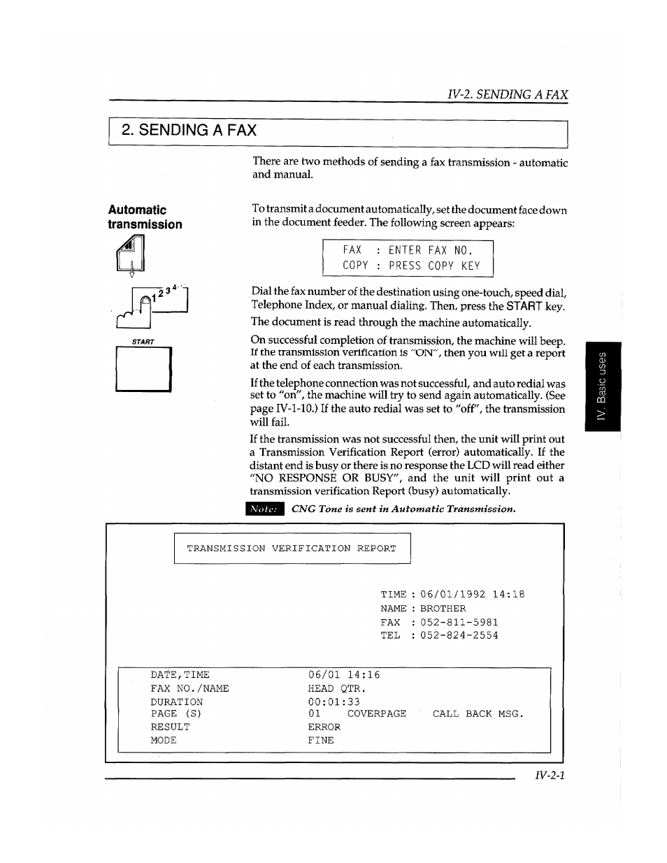 Sending a fax | Brother INSTAFAX FAX2100M User Manual | Page 69 / 172
