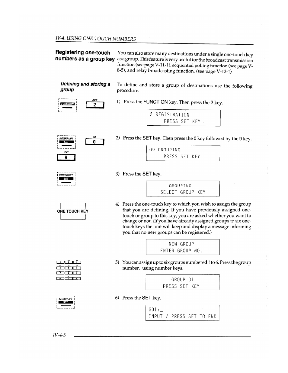 Defining and storing a, Group | Brother INSTAFAX FAX2100M User Manual | Page 80 / 172