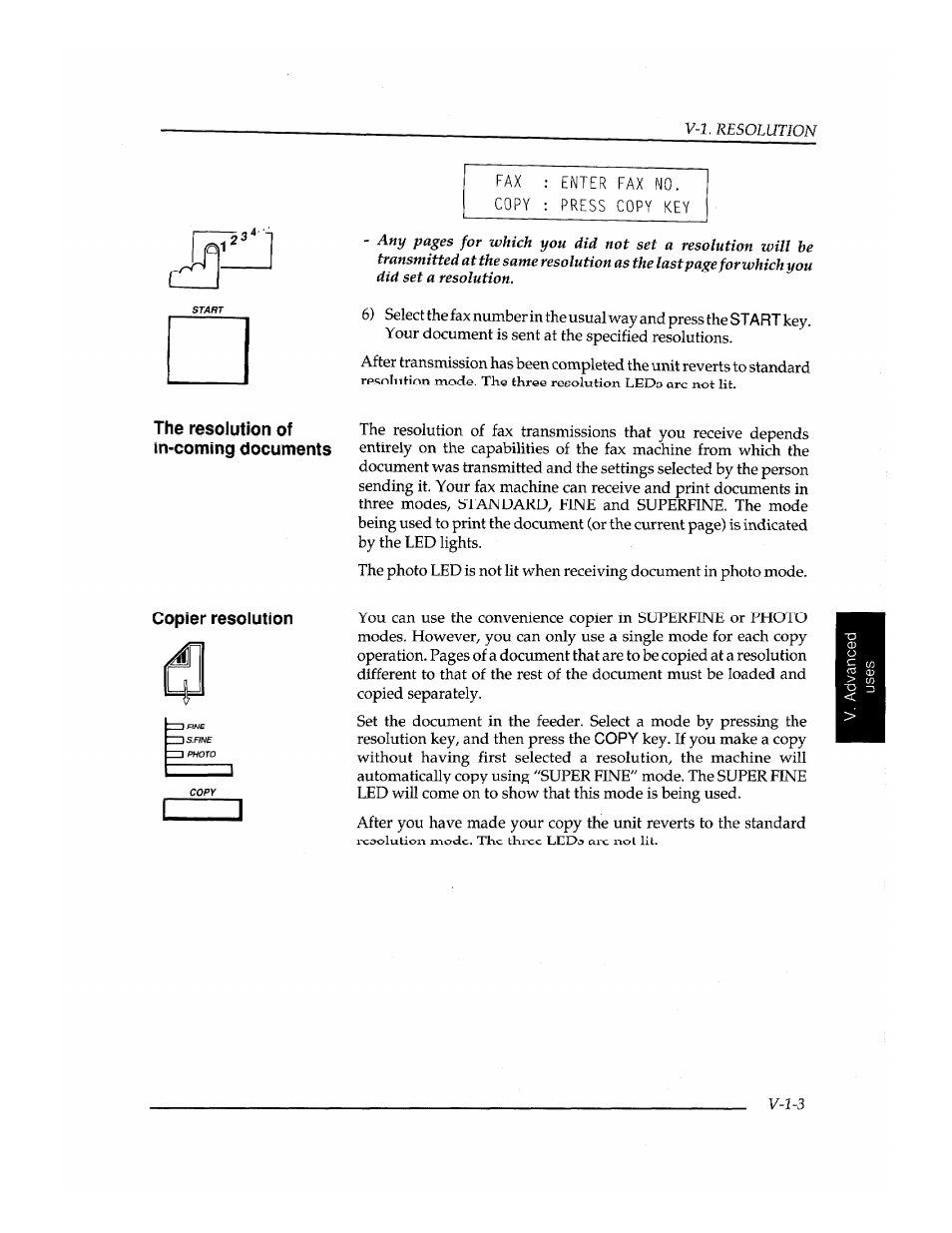 The resolution of in-coming documents, Copier resolution | Brother INSTAFAX FAX2100M User Manual | Page 97 / 172