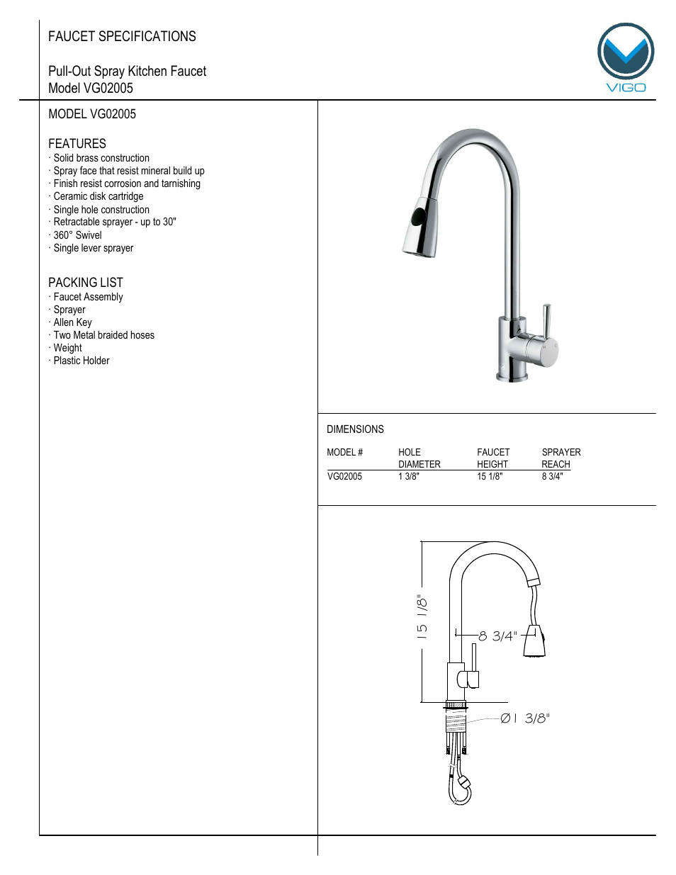 Vigo VG02005 User Manual | 5 pages