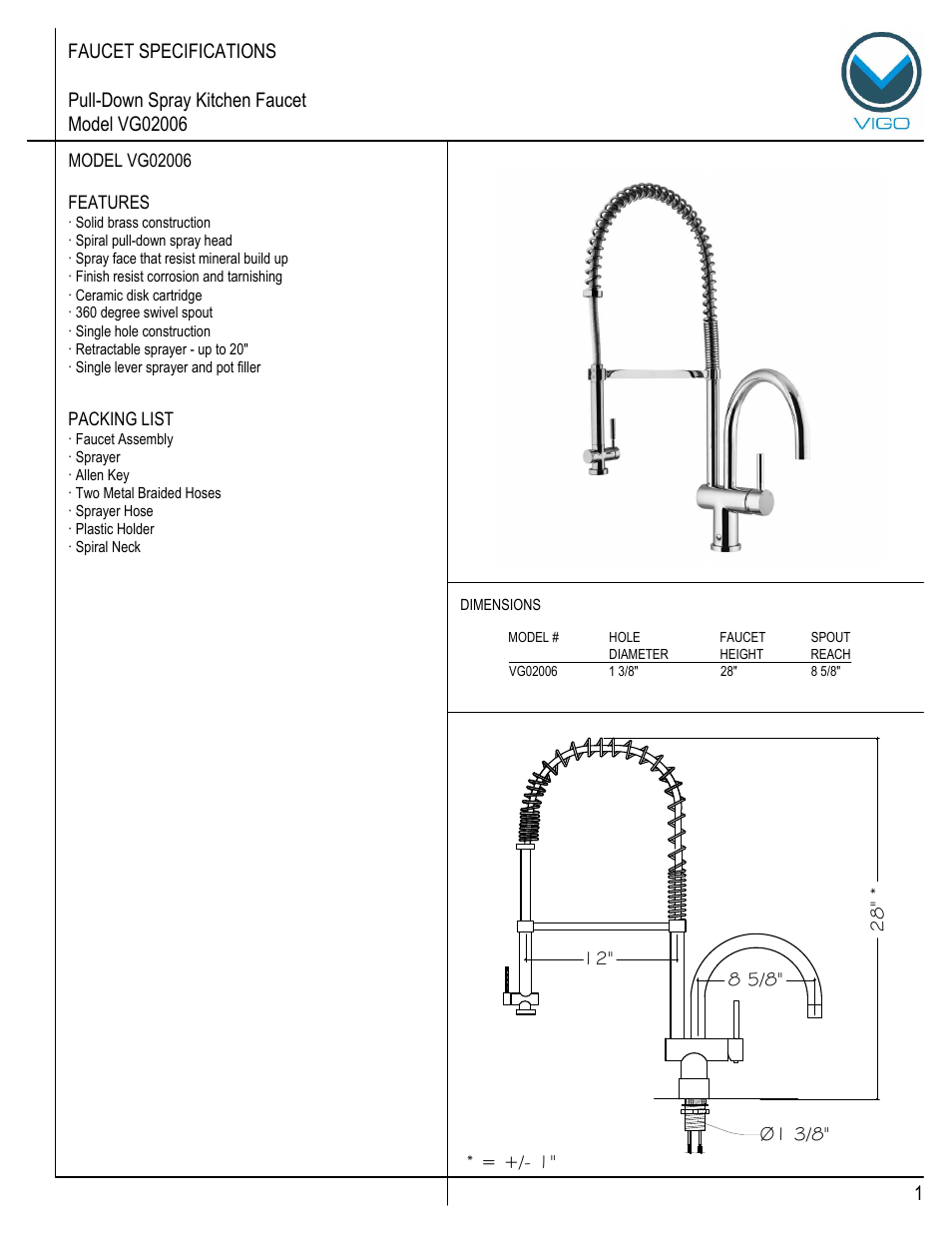 Vigo VG02006 User Manual | 5 pages
