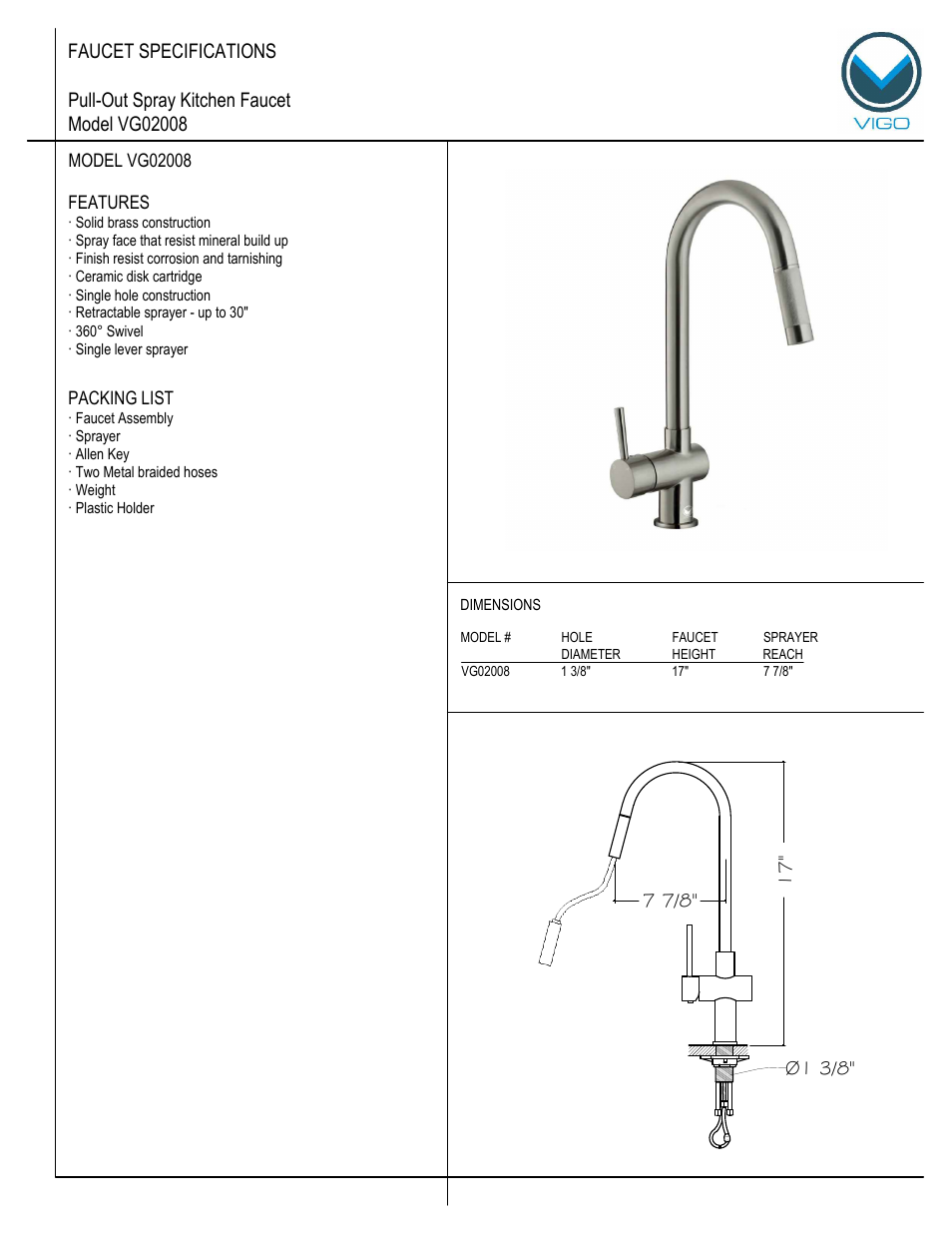 Vigo VG02008 User Manual | 5 pages