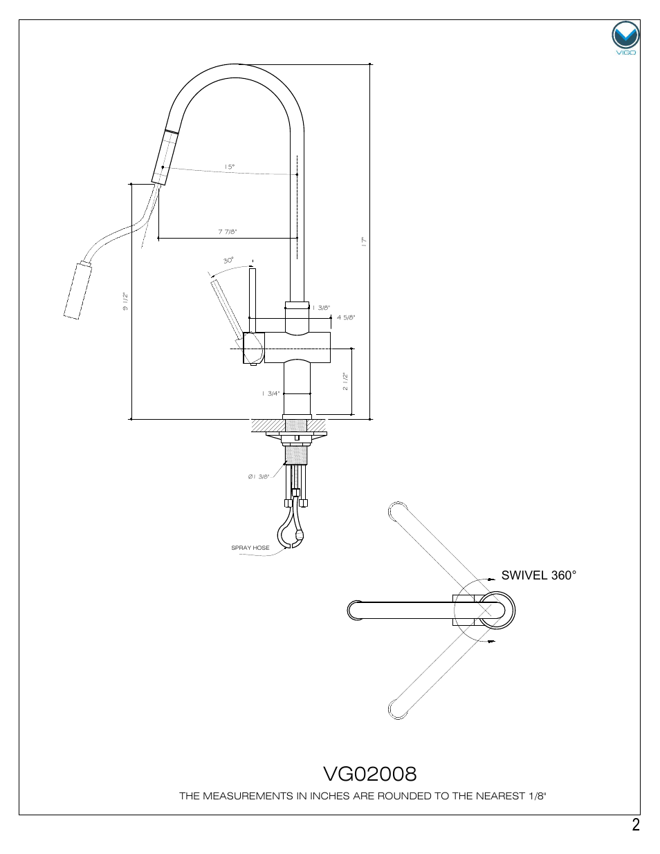 Side view top view | Vigo VG02008 User Manual | Page 2 / 5