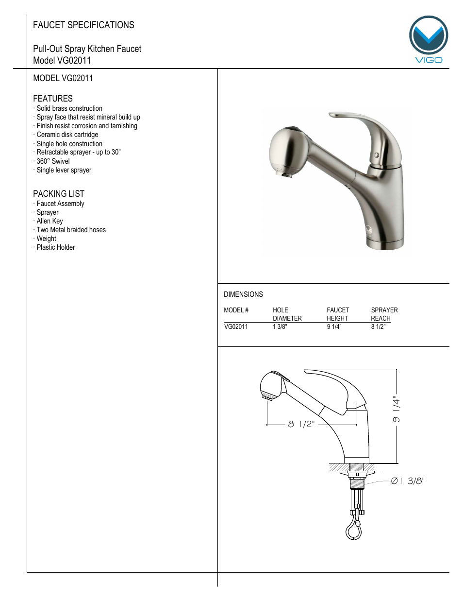 Vigo VG02011 User Manual | 5 pages