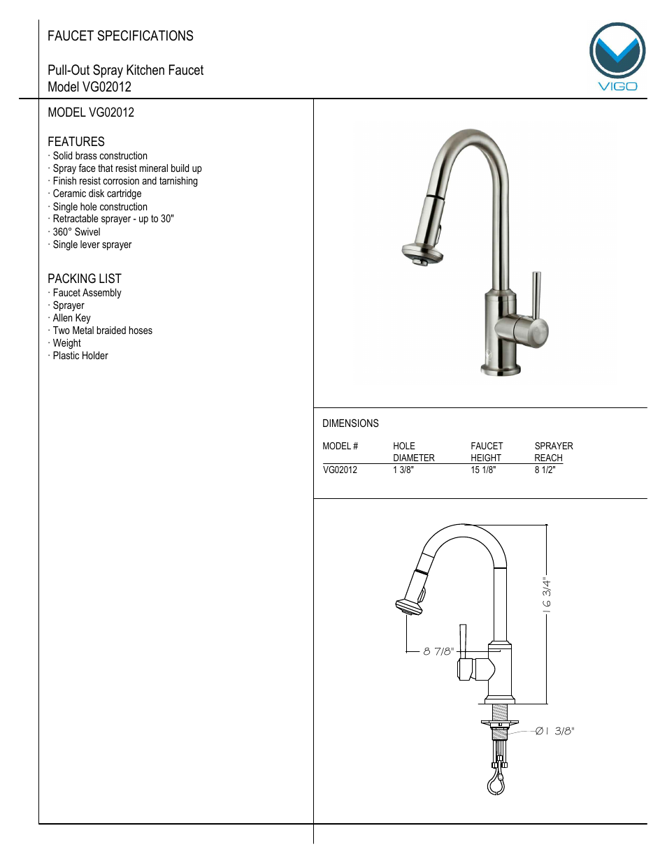 Vigo VG02012 User Manual | 5 pages
