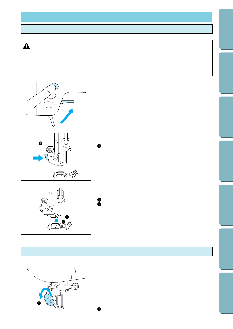 Presser foot, Changing the presser foot, Caution | Brother PC-2800 User Manual | Page 25 / 82