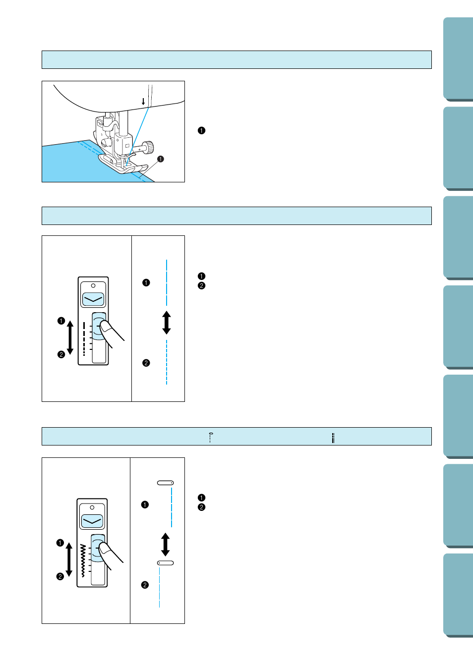 Sewing stretch fabrics, Changing the stitch length, Only | Straight stitch (left) and, Triple, Stretch stitch), Changing the needle position (only, Triple stretch stitch) | Brother PC-2800 User Manual | Page 38 / 82