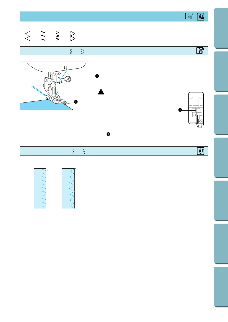 Overcasting stitches, Sewing using stitch or, Sewing using stitch | Caution | Brother PC-2800 User Manual | Page 40 / 82