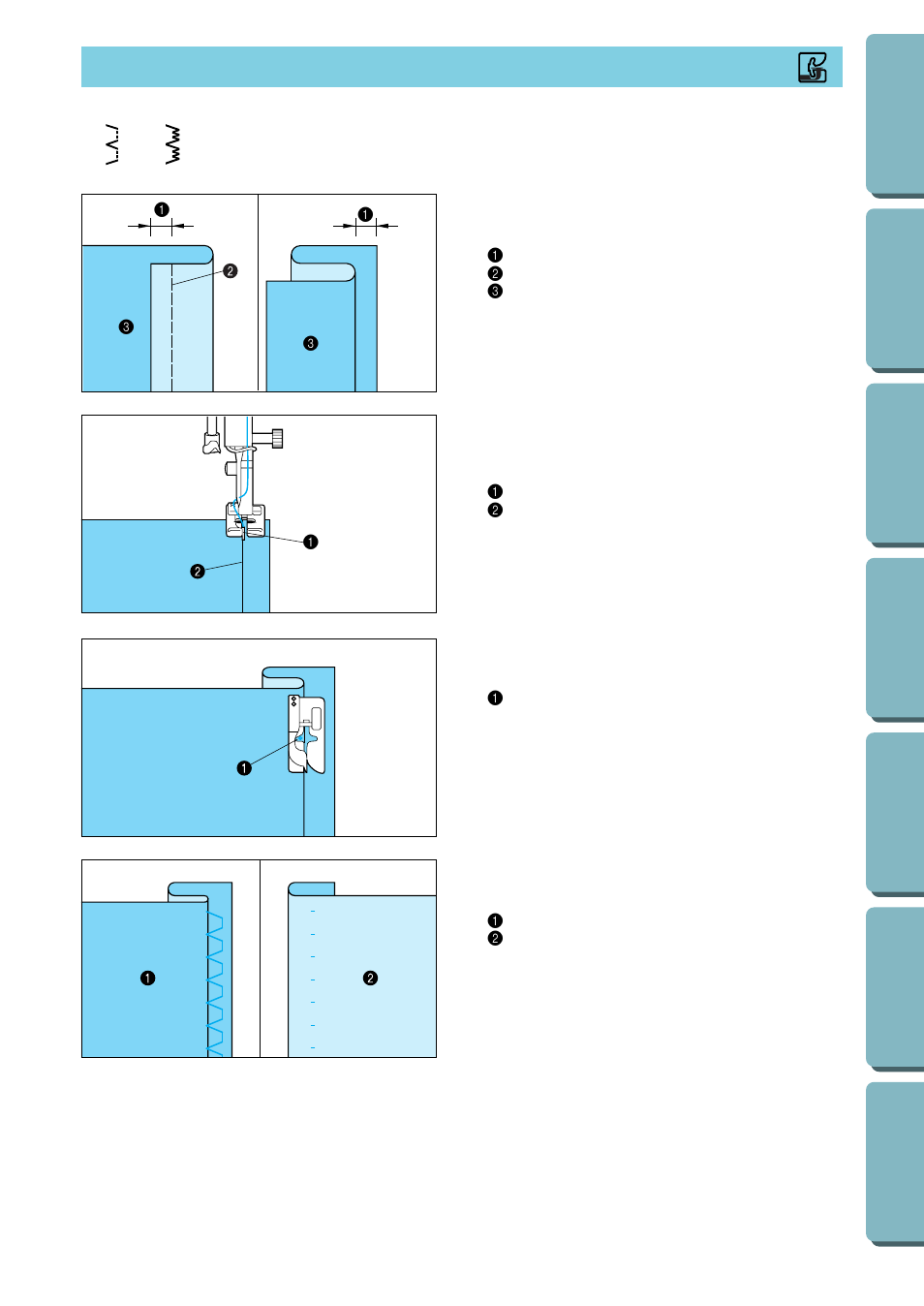 Blind hem stitching r, Blind hem stitching | Brother PC-2800 User Manual | Page 43 / 82