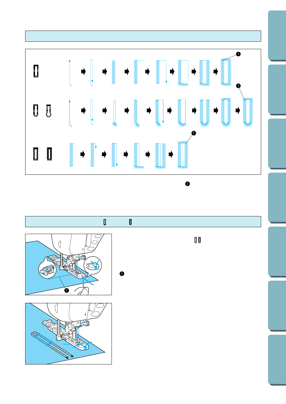 Buttonhole sewing order, Sewing stretch fabrics (“ 13 ” and “ ”), Sewing stretch fabrics | Buttonhole sewing order sewing stretch fabrics | Brother PC-2800 User Manual | Page 47 / 82