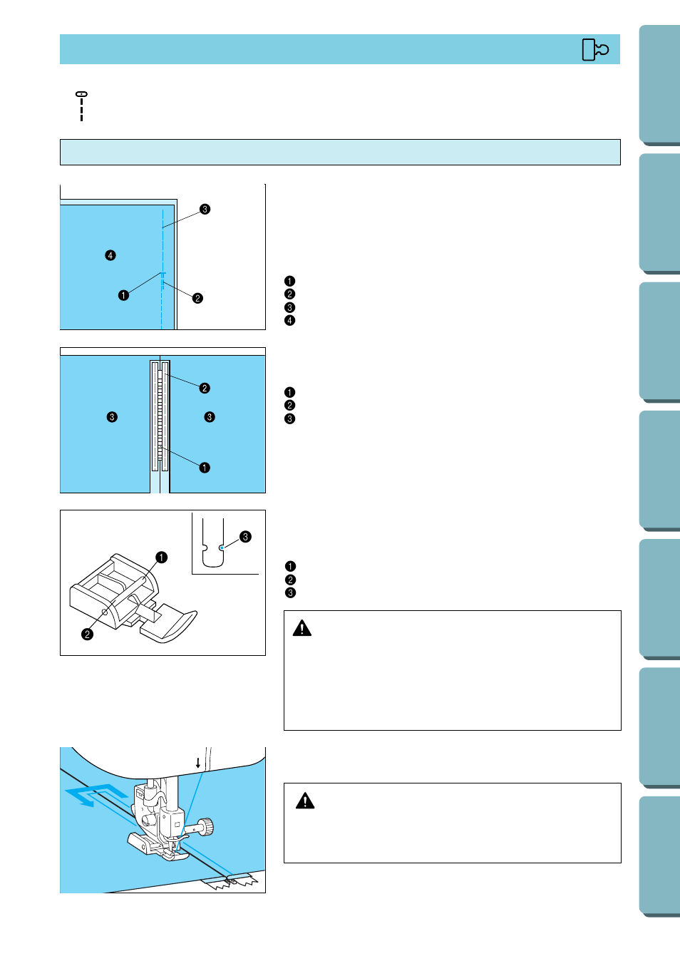 Zipper insertion, Centered zipper, Caution | Brother PC-2800 User Manual | Page 51 / 82