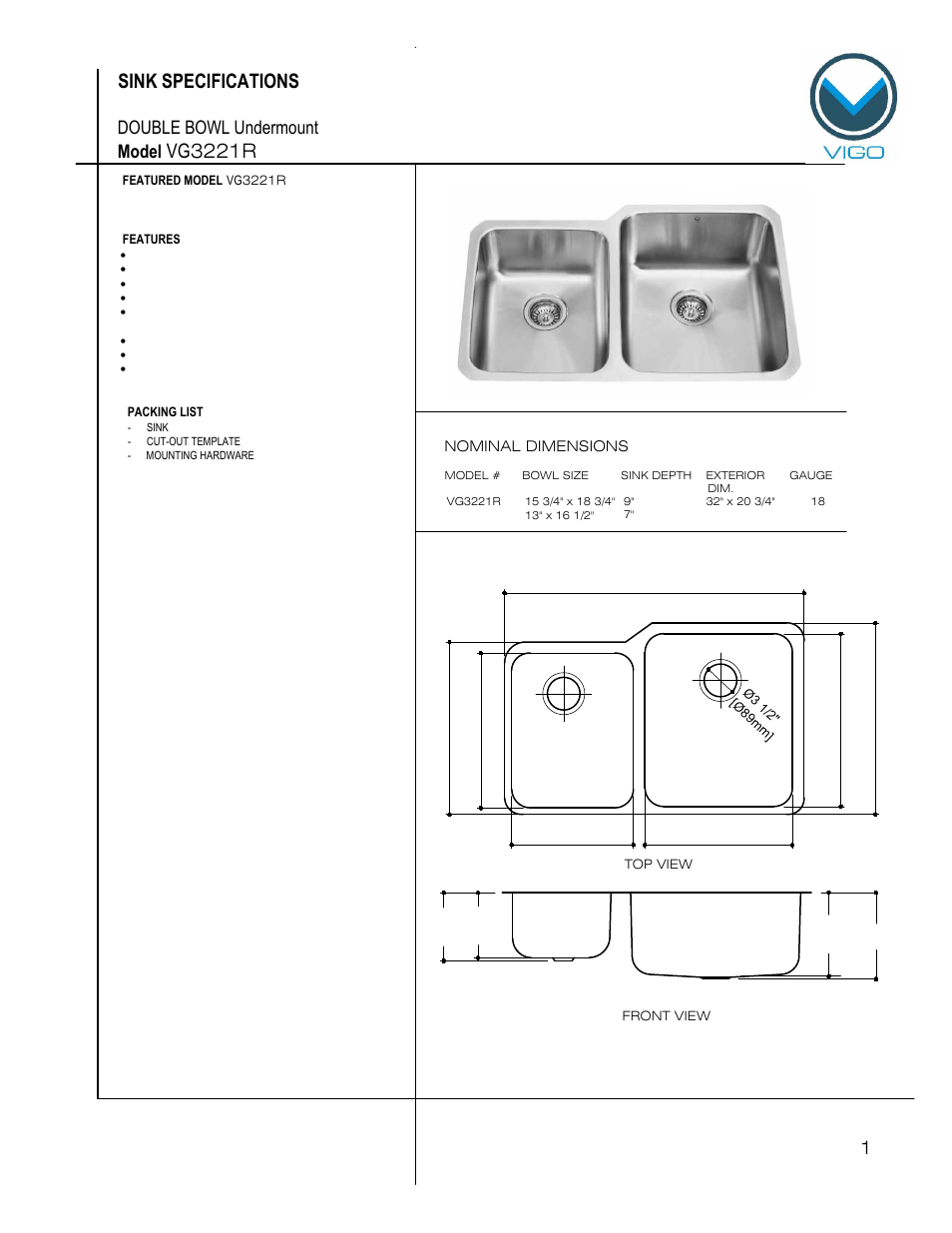 Vigo VG3221R User Manual | 6 pages